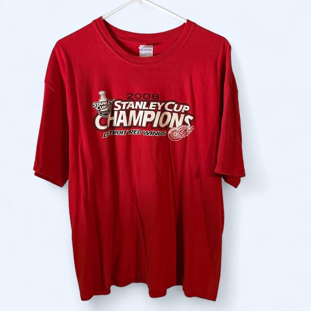 Gildan T-Shirt Men XL Red 2008 Stanley Cup Champions Detroit Red Wings